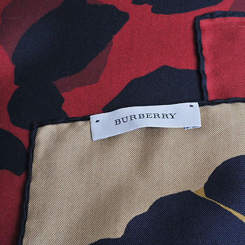 BURBERRY 義大利製品牌LOGO豹紋圖騰絲領巾(紅/駝/90x90cm)