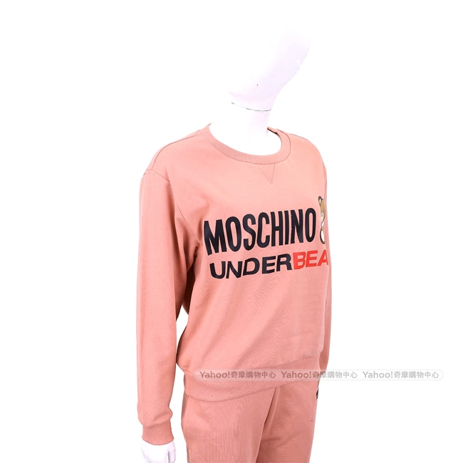 MOSCHINO Underbear 字母泰迪熊寶寶粉橘色棉質運動休閒套裝