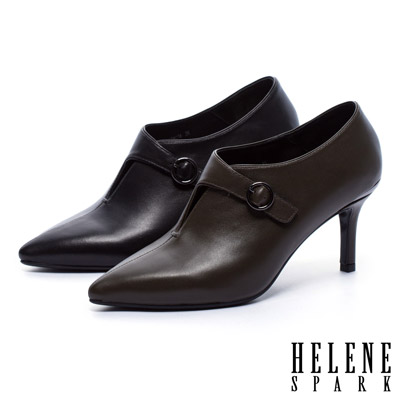 高跟鞋 HELENE SPARK 都會簡約風尖頭細跟全真皮高跟鞋－黑