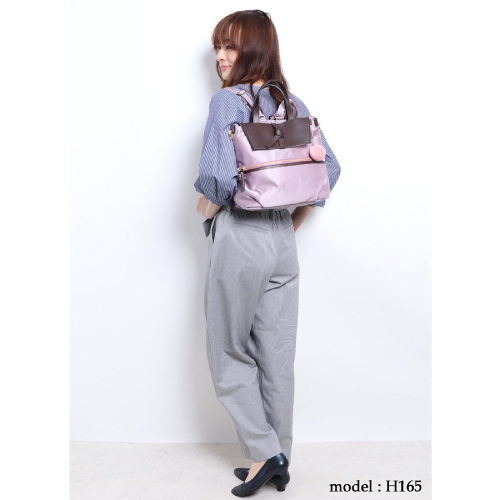 Kanana卡娜娜 小型 寬背帶尼龍後背兩用包-淺粉色
