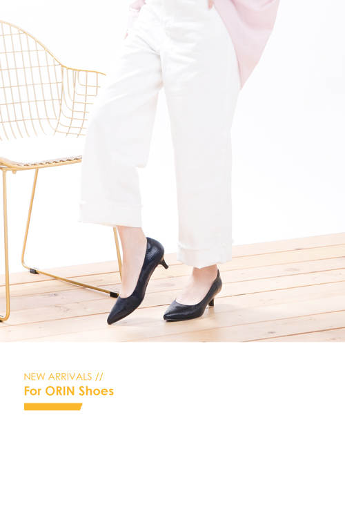 ORIN 典雅輕熟OL 壓紋牛皮素面尖頭中跟鞋-深藍