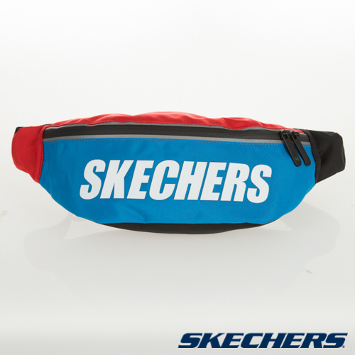 SKECHERS 印字腰包 藍 - SMBUS19D006-BLUE