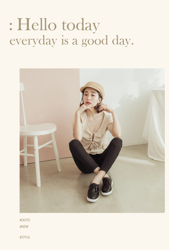 Ann’S第二代超軟真牛皮小清新附緞帶小白鞋-黑