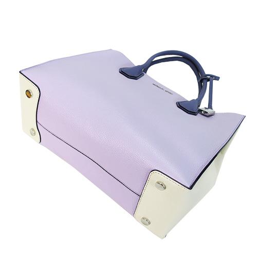 MICHAEL KORS MERCER 撞色牛皮手提肩背包(大/紫X白)