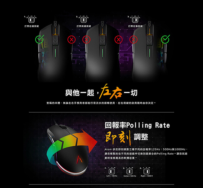 AZIO ATOM RGB炫彩光弧電競滑鼠