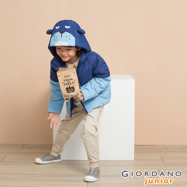 GIORDANO 童裝3D動物造型可拆帽舖棉外套-62 海底藍
