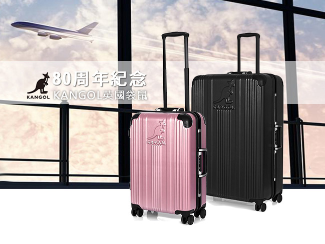 DF travel - 英國袋鼠優雅直線立體髮絲紋鋁框28吋行李箱