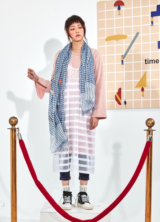 gozo 造型條紋二件式網紗吊帶裙(二色)