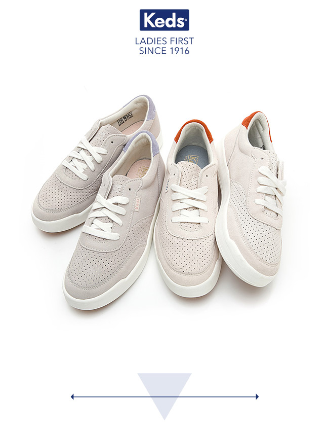 Keds MATCH POINT 經典復刻皮革休閒鞋-淺灰