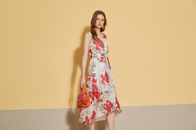 Haute Couture 高定系 100%天然絲製印花禮服洋裝-嘉年華紅