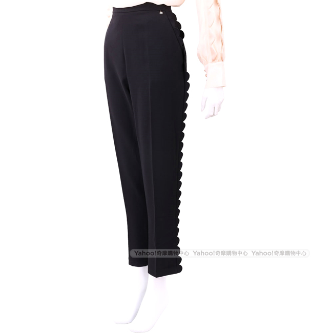 ELISABETTA FRANCHI 側花瓣細節黑色九分西裝褲