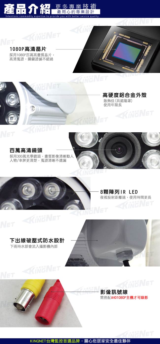 士林電機1080P 8路監控主機+8支8陣列紅外線槍型攝影機