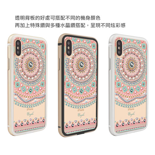 apbs iPhone XS Max 6.5吋施華彩鑽鋁合金屬框手機殼-滿版圖騰