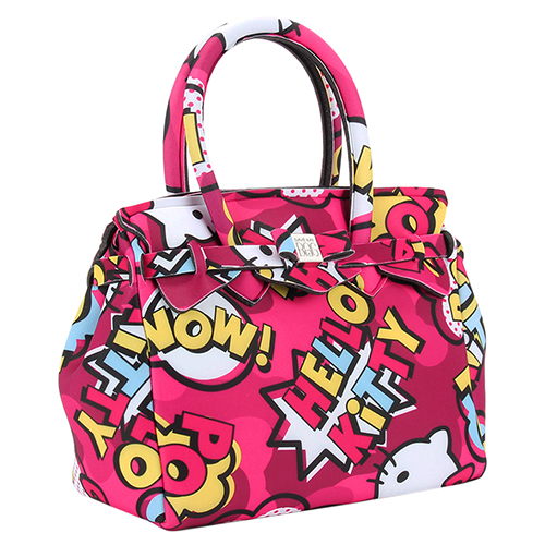 SAVE MY BAG Petite Miss系列Hello Kitty輕量托特包-桃紅色