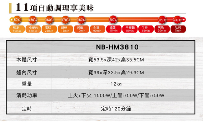 Panasonic國際牌38公升微電腦電烤箱NB-HM3810