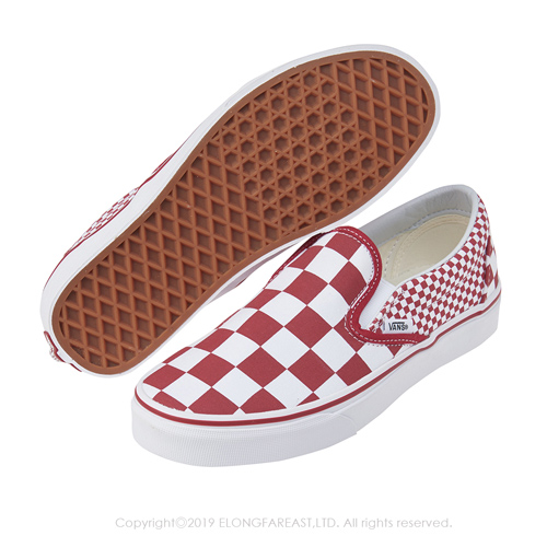 (女)VANS Classic Slip-On 棋盤格休閒懶人鞋*紅白