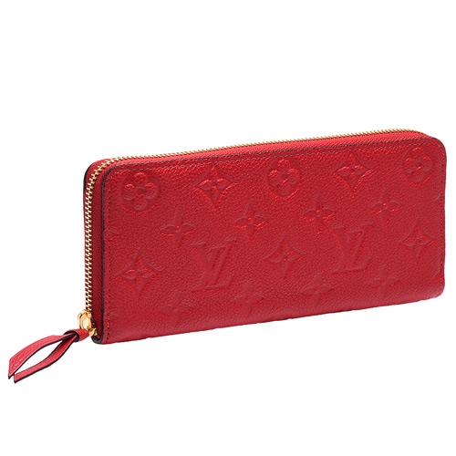 LV M63698 CLEMENCE Monogram Empreinte小牛皮長夾(紅)