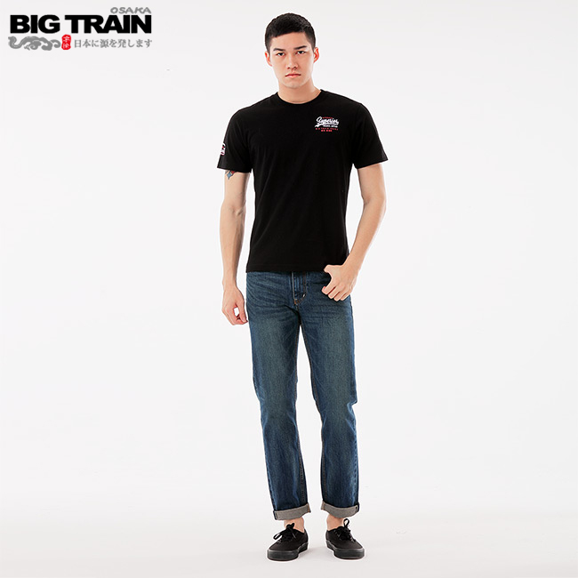 BigTrain加大LOGO文字圓領短袖T-男-黑色