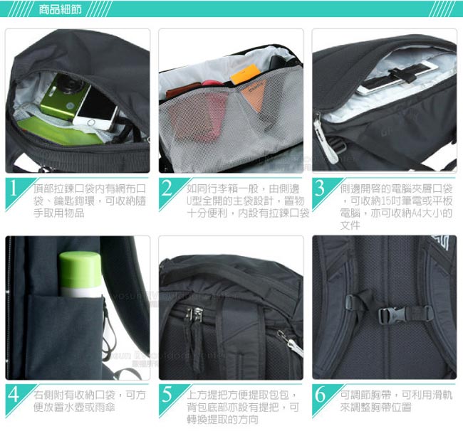 美國 GREGORY Compass UR 40L 全開式減震透氣登山後背包_黑/碳