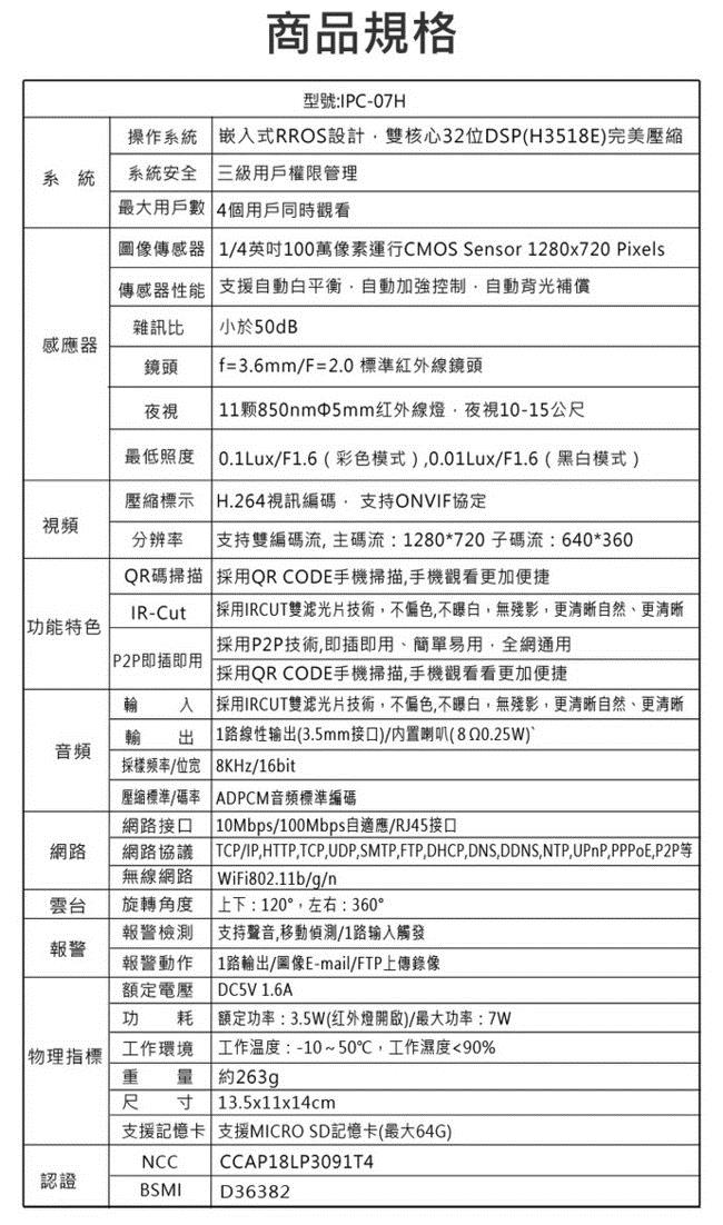 監視者 360度全景紅外線三天線WiFi網路監控攝影機