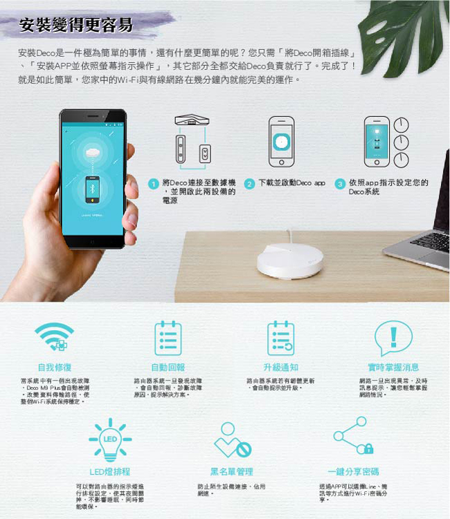 TP-Link Deco M9 Plus Mesh 無線三頻網路wifi分享系統網狀路由器