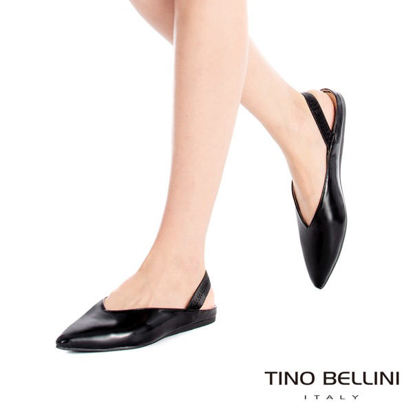 Tino Bellini 深V尖楦彈力後拉帶平底鞋 _ 紅