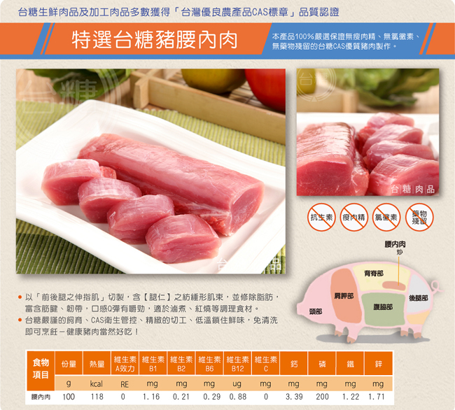 台糖腰內肉6盒組(400g/盒)