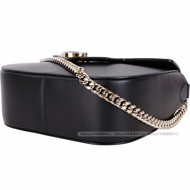 BVLGARI DIVA’S Dream 中款 琺瑯釦黑色小牛皮扇狀鍊帶包