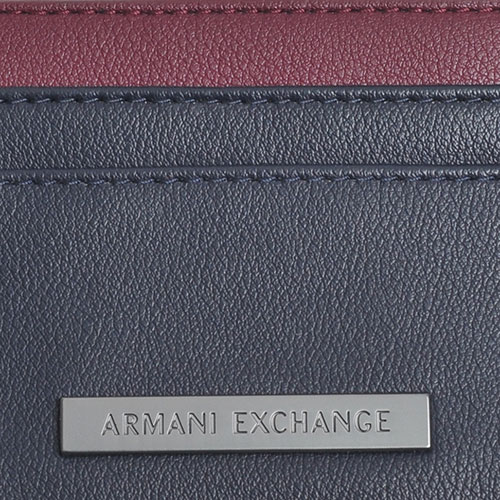 ARMANI EXCHANGE 金屬品牌字母 LOGO 卡片夾(藍/酒紅)