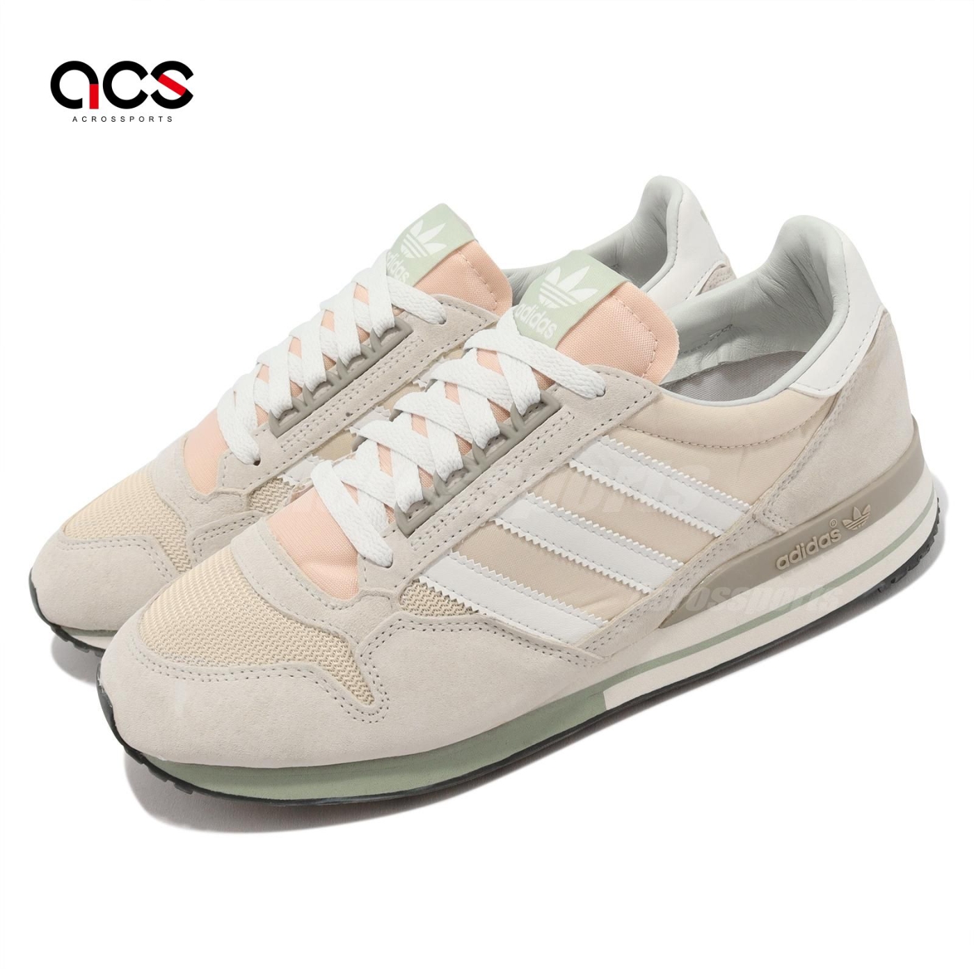 adidas 休閒鞋ZX 500 粉橘奶茶色男鞋復古絨面三葉草愛迪達GY1998