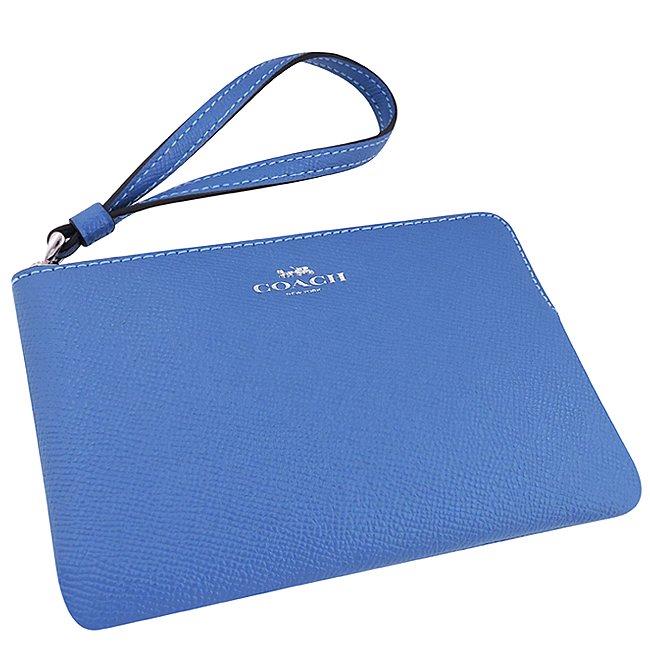 COACH 藍色防刮皮革手拿包
