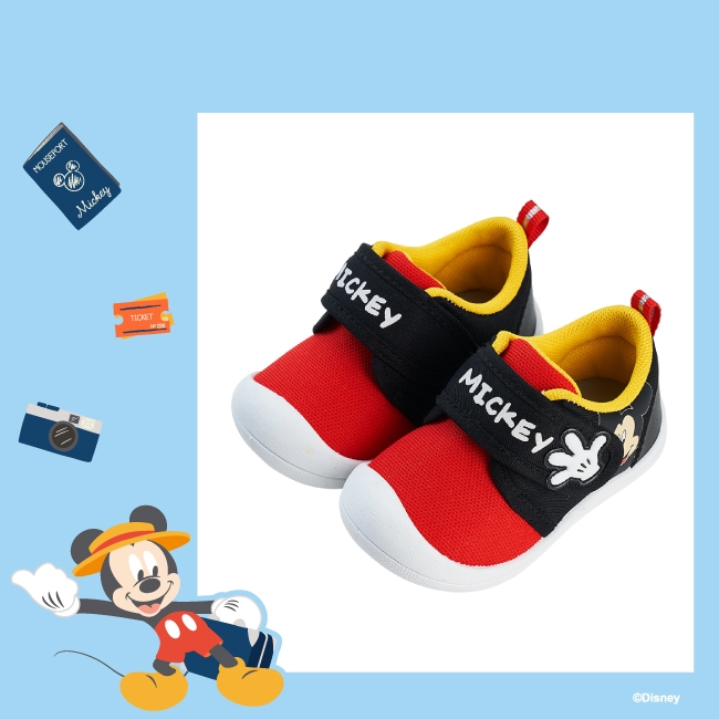 迪士尼童鞋 米奇 趣味造型寶寶學步鞋-黑紅