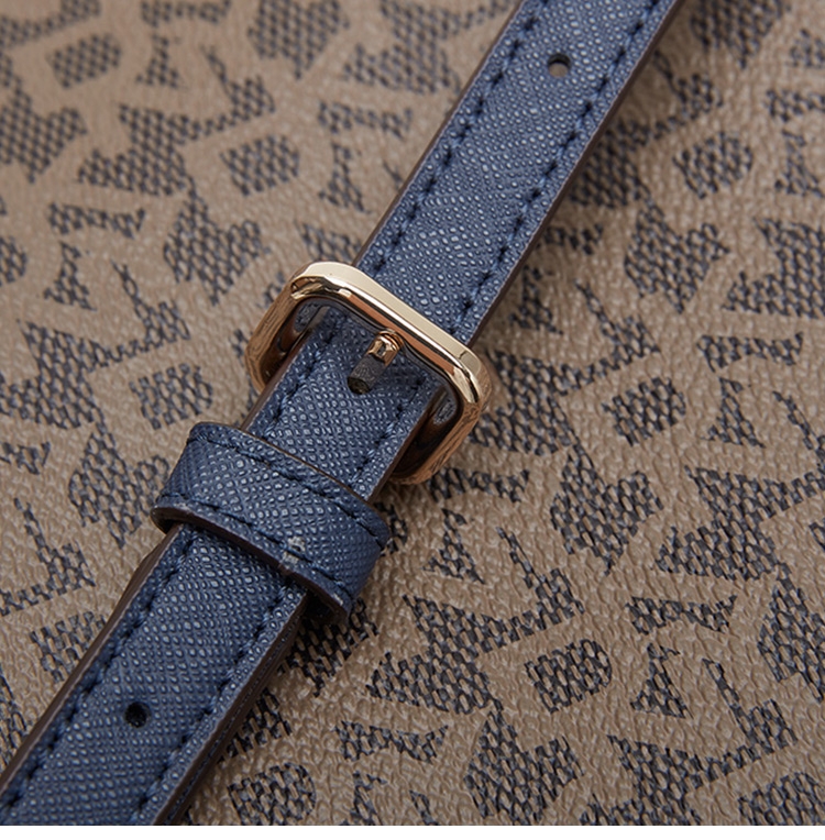 DKNY LOGO壓紋個性手提方包 藍