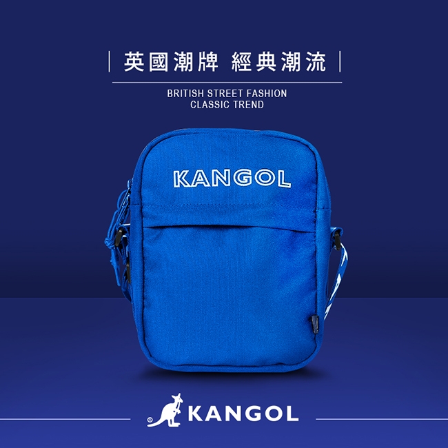 KANGOL LIBERTY系列 韓版潮流LOGO背帶小型側背包-藍色 KG1194