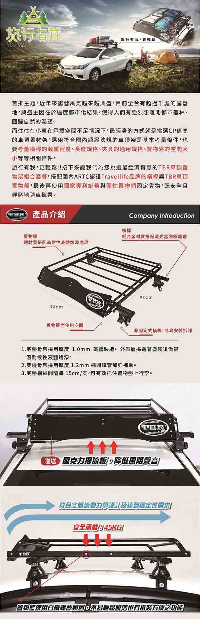 【TBR】FORD區 ST12M110 車頂架套餐 搭配鋁合金橫桿3SIZE