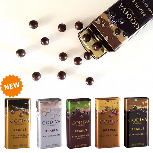 GODIVA 珍珠鐵盒巧克力豆-黑巧克力豆(43g/盒)