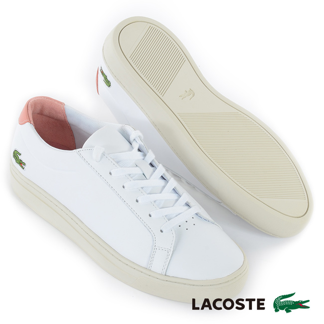 LACOSTE 女用真皮運動休閒鞋-白色