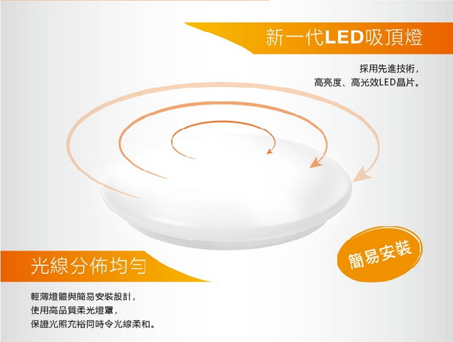 歐司朗OSRAM 新一代 LED 晶享 10W 吸頂燈 自然光