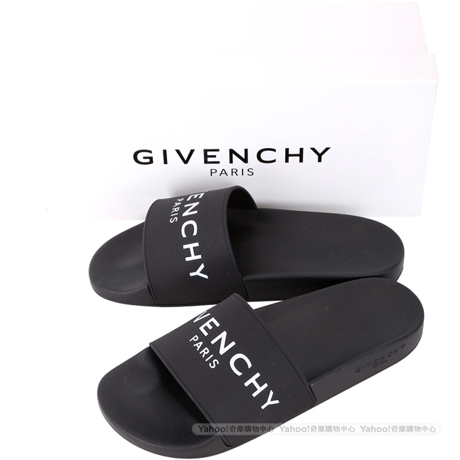 GIVENCHY PARIS 字母膠質涼拖鞋(男款/黑色)