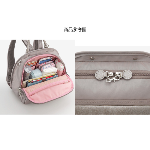 Kanana卡娜娜 大型 多功能尼龍皮革手提後背包-米灰色