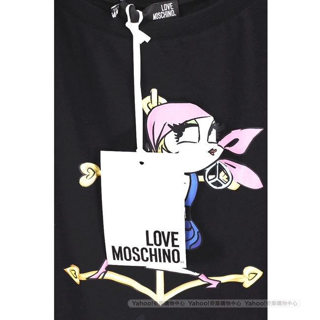 LOVE MOSCHINO 海盜女孩黑色短袖T恤