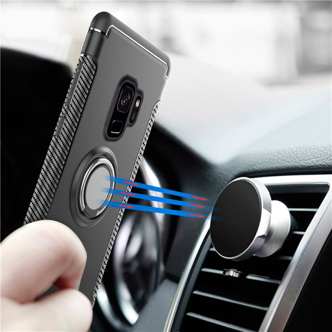 PKG 三星S9 抗震防摔手機殼-隱藏指環支架+支援磁吸