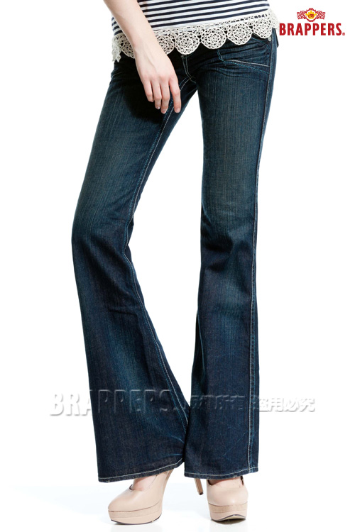 BRAPPERS 女款 女個性系列-大靴型褲-深藍