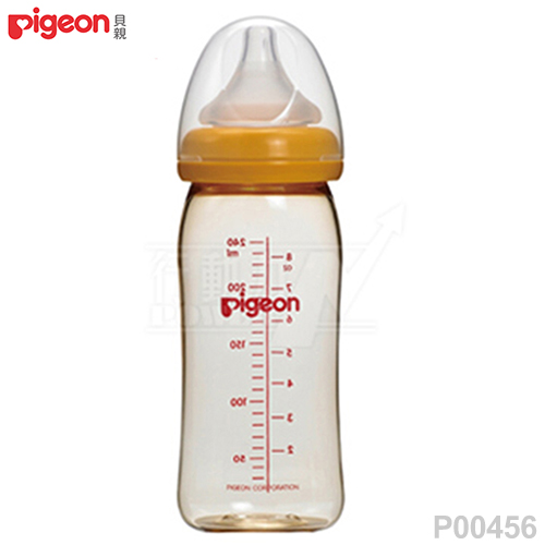 【任選】日本《Piegon 貝親》母乳實感PPSU寬口奶瓶【橘色240ml】