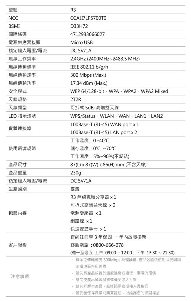 TAMIO R3-N300無線寬頻分享器【臺灣製】