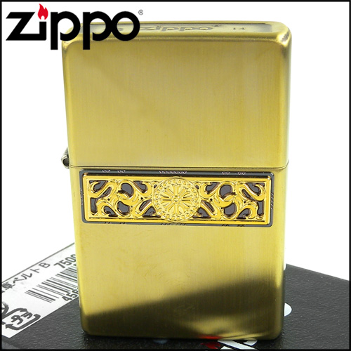 ZIPPO 日系~Bottomz Up-唐草圖案-頂部Logo刻印加工打火機