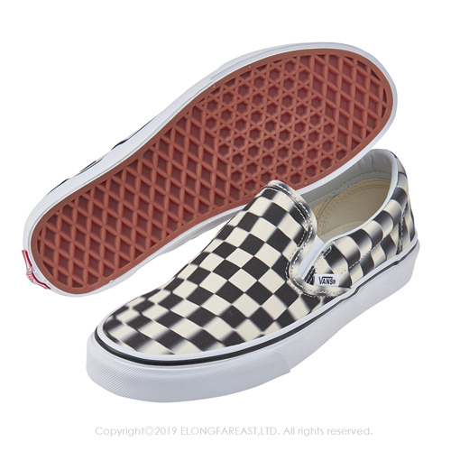 (男)VANS Classic Slip-On 眩暈棋盤格休閒懶人鞋*黑白