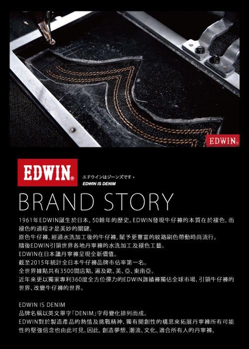 EDWIN 503 五袋式仿舊水洗 牛仔短褲-男-漂淺藍