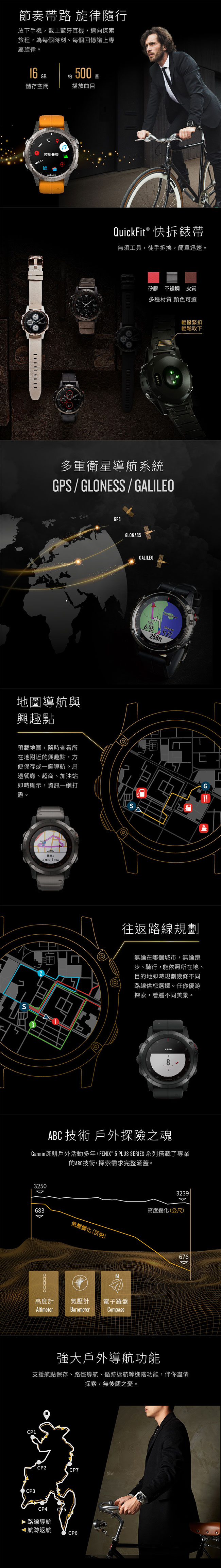 GARMIN fenix 5S Plus 行動支付音樂GPS複合式心率腕錶