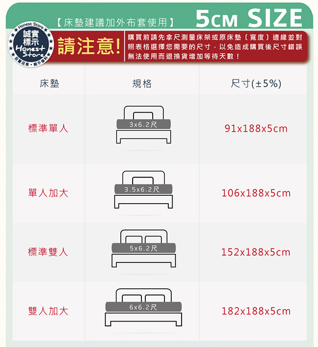 幸福角落 天絲舒柔布5cm乳膠床墊-單人加大3.5尺